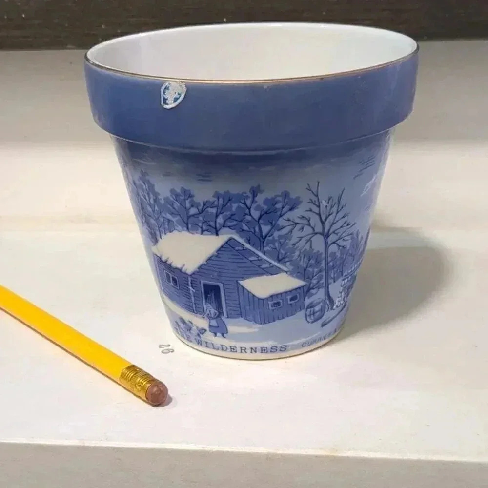 Currier and Ives Plant  Pot